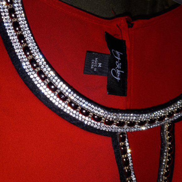 Red Off the Shoulder Cap Sleeve Evening / Office Shirt - Picture 5 of 5